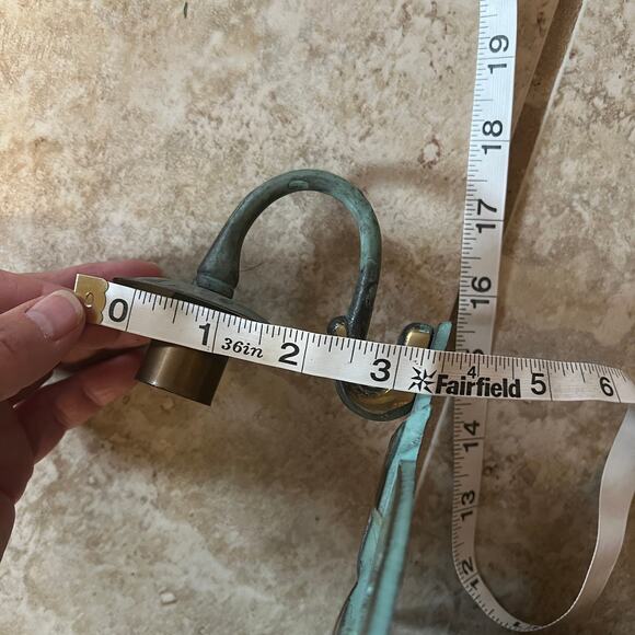 90s vintage partylite celestial sun metal brass green patina candle wall sconce - Picture 7 of 8